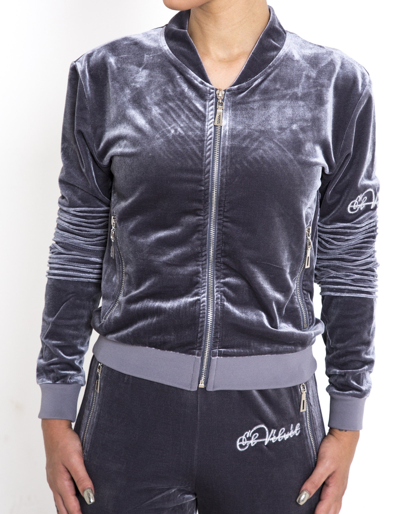 Women's Grey Vélvét Tracksuit - Full tracksuit