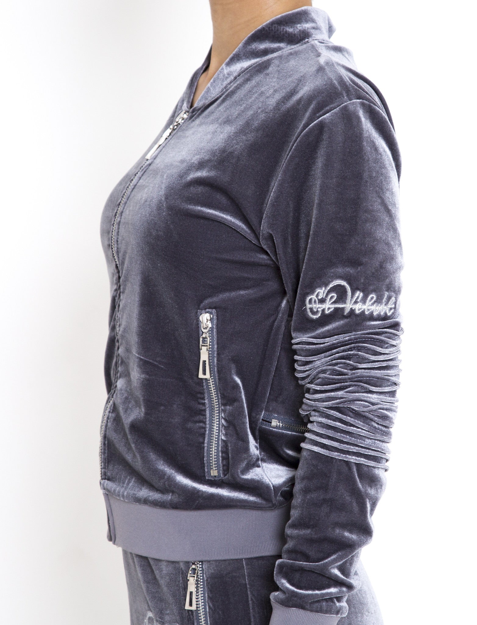Women's Grey Vélvét Tracksuit - Full tracksuit