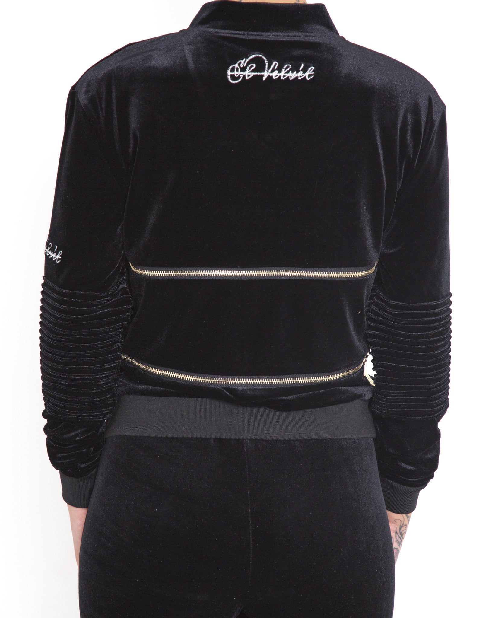 Women's Black Vélvét Full Tracksuit