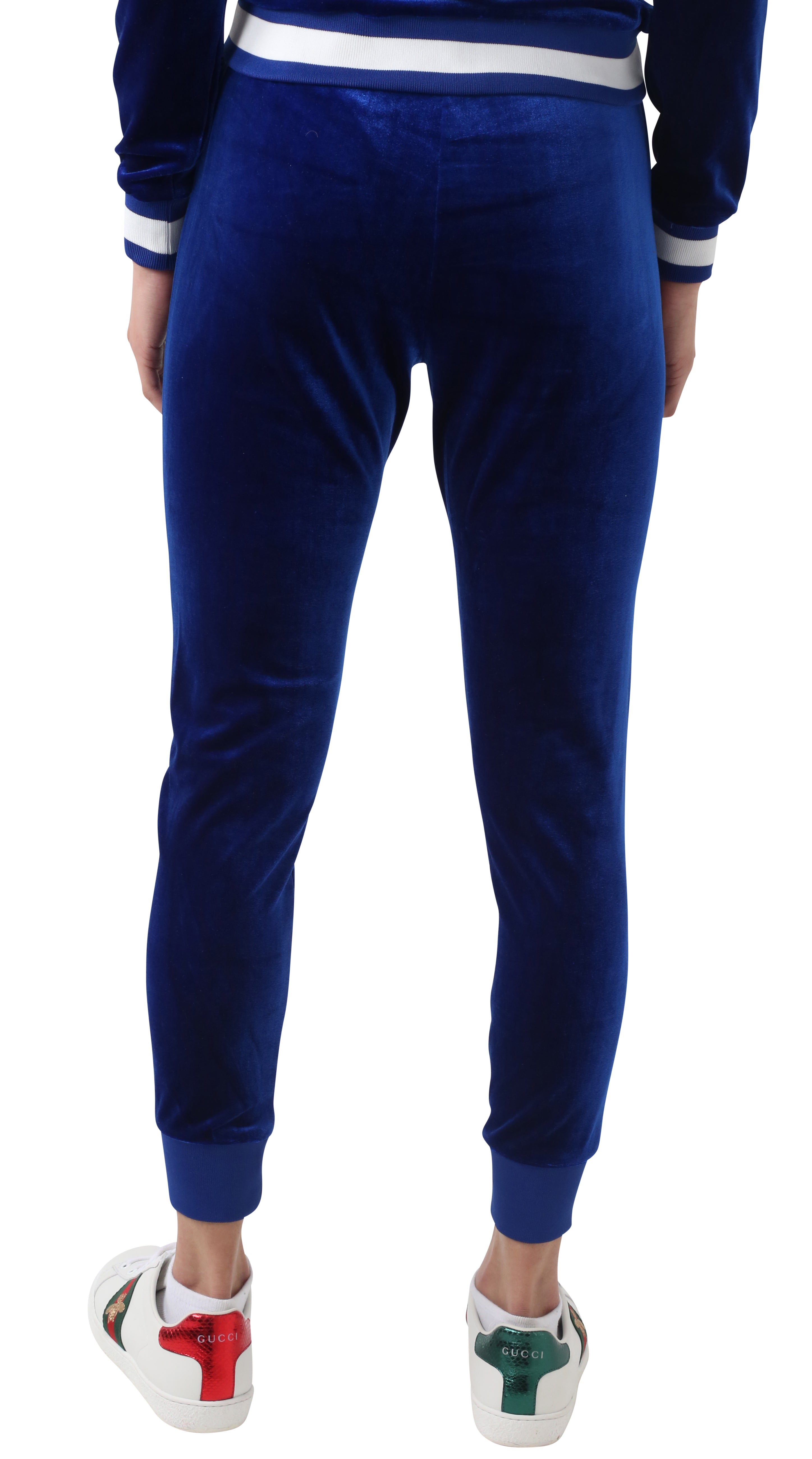 Women's Striped Royal Blue Vélvét - Full Tracksuit