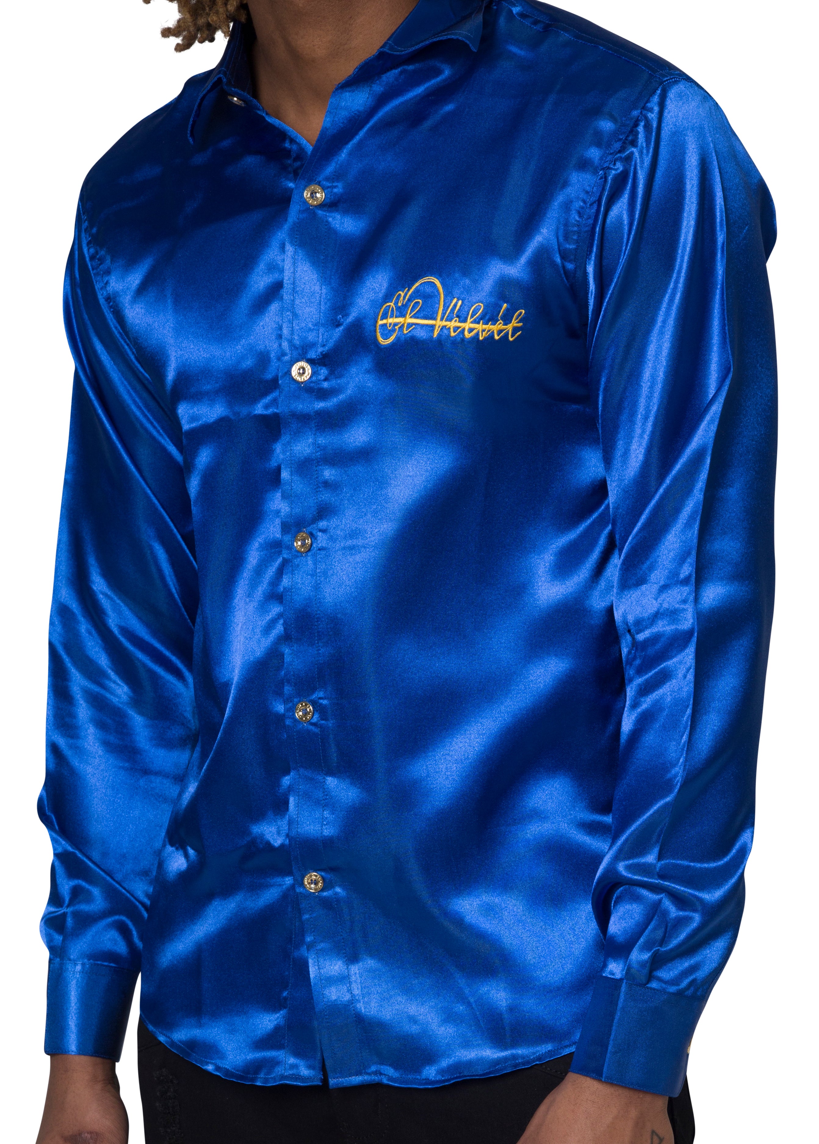 Royal Blue Silk El Vélvét Shirt