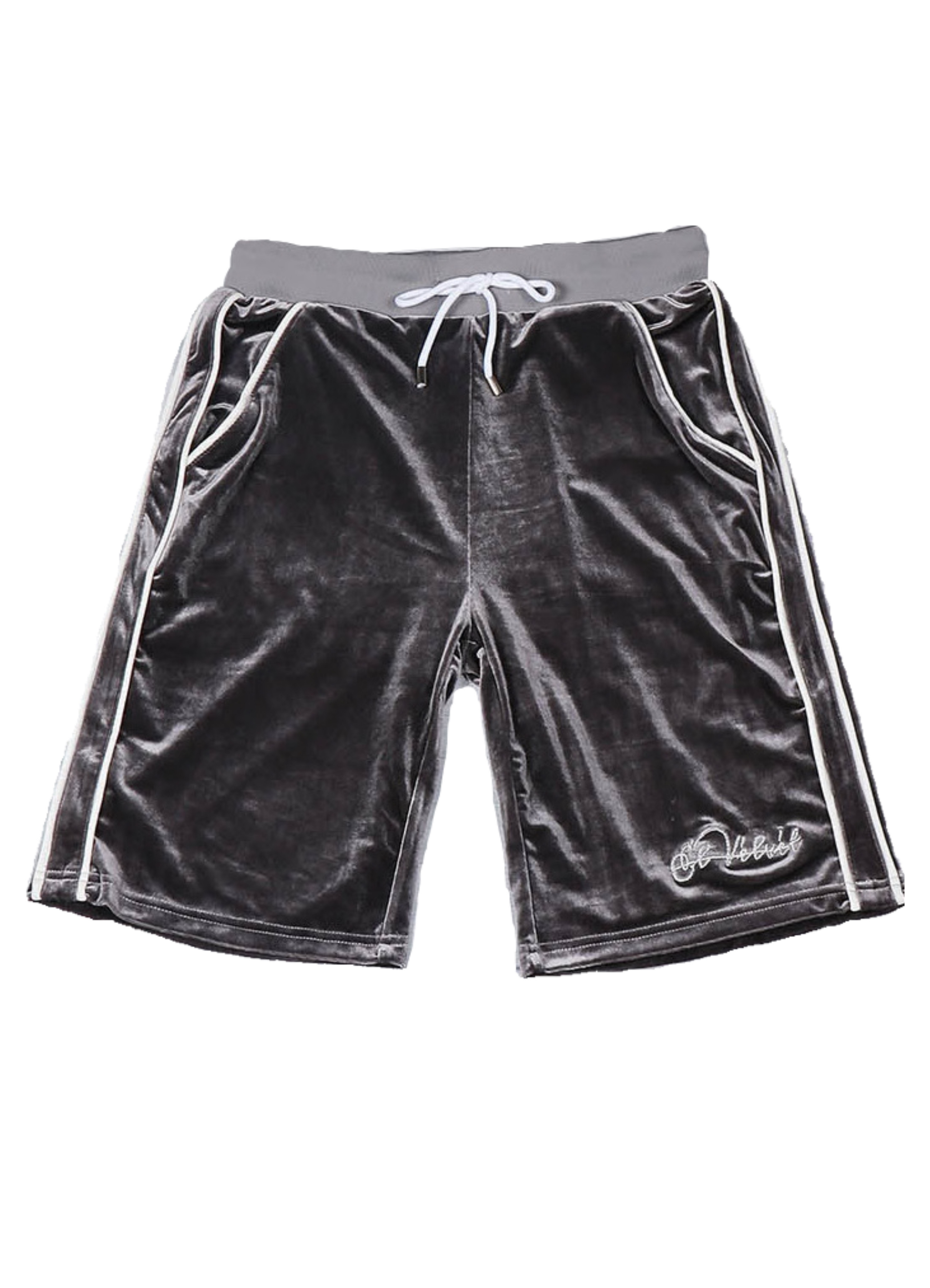 Grey Lined Velvet Shorts