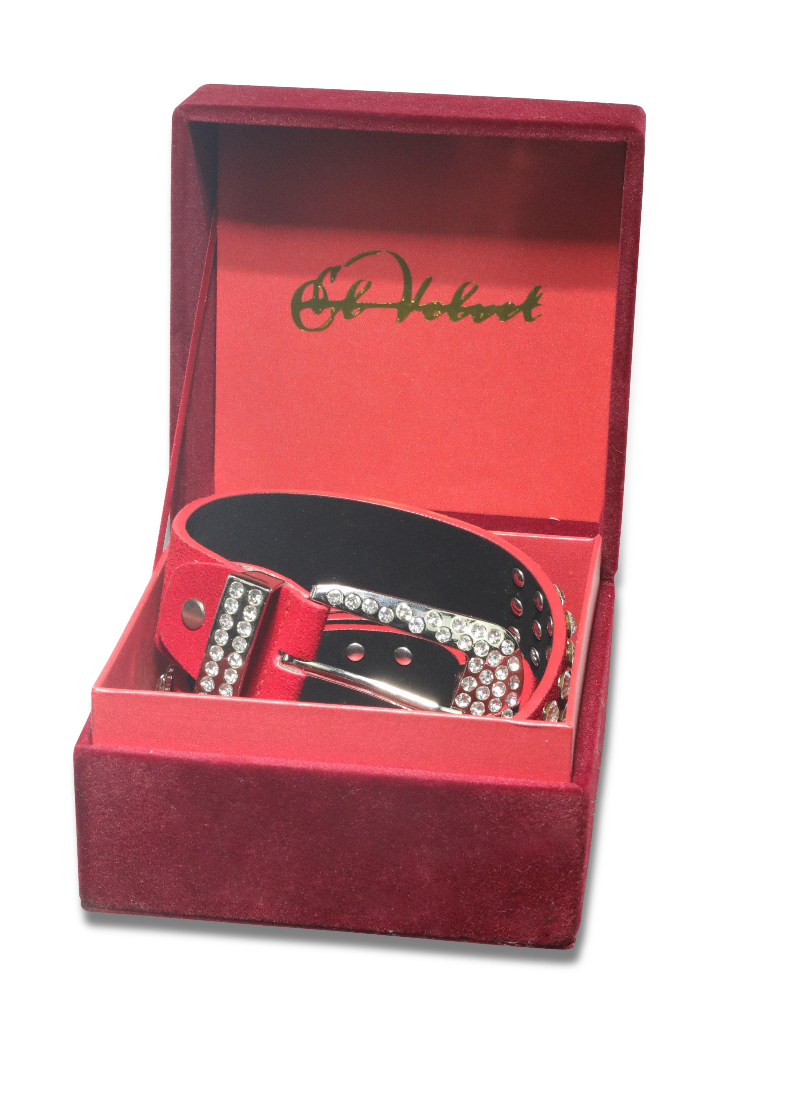 Red Velvet Cowboy Diamanté Belt