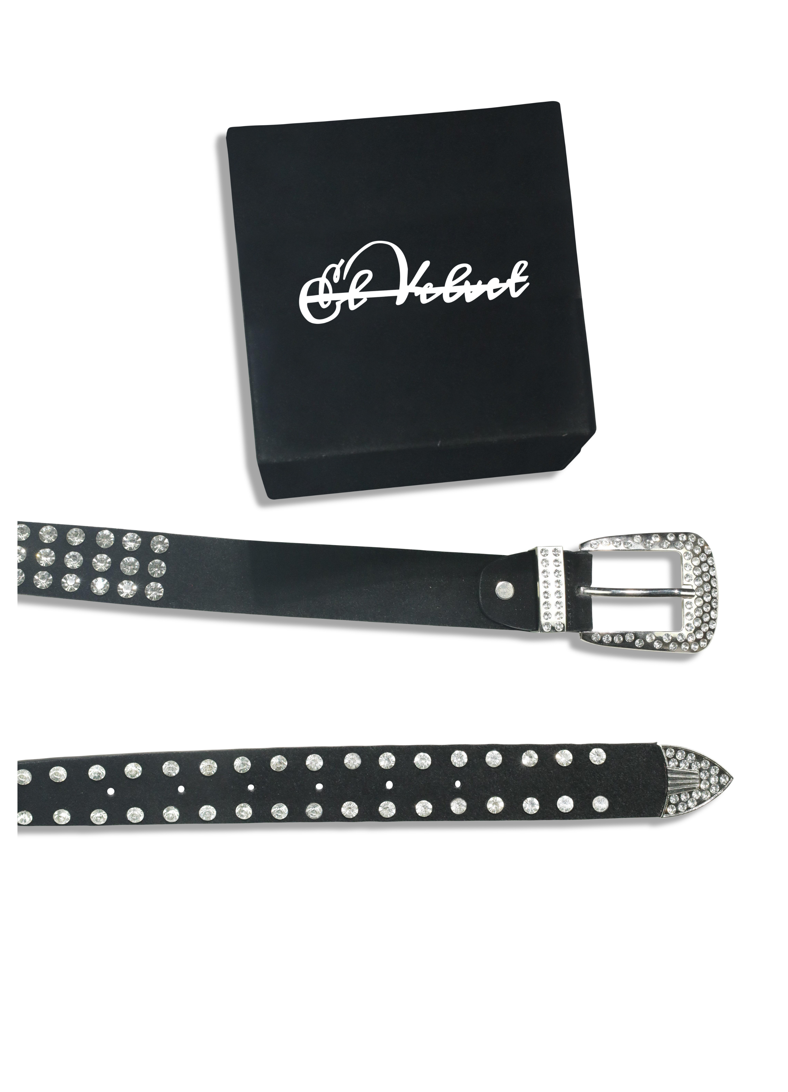 Black Velvet Cowboy Diamanté Belt
