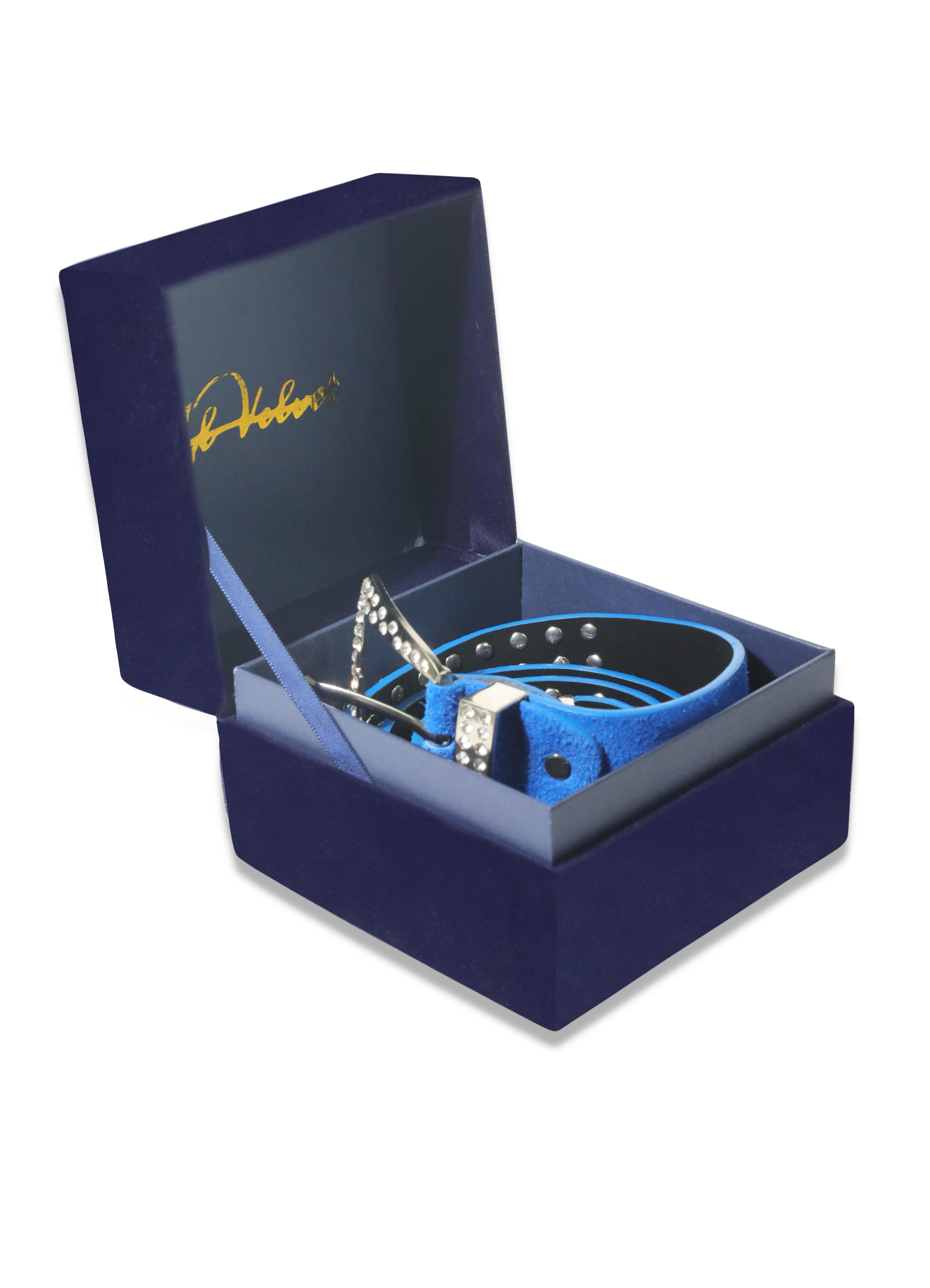 Royal blue Velvet Cowboy Diamanté Belt