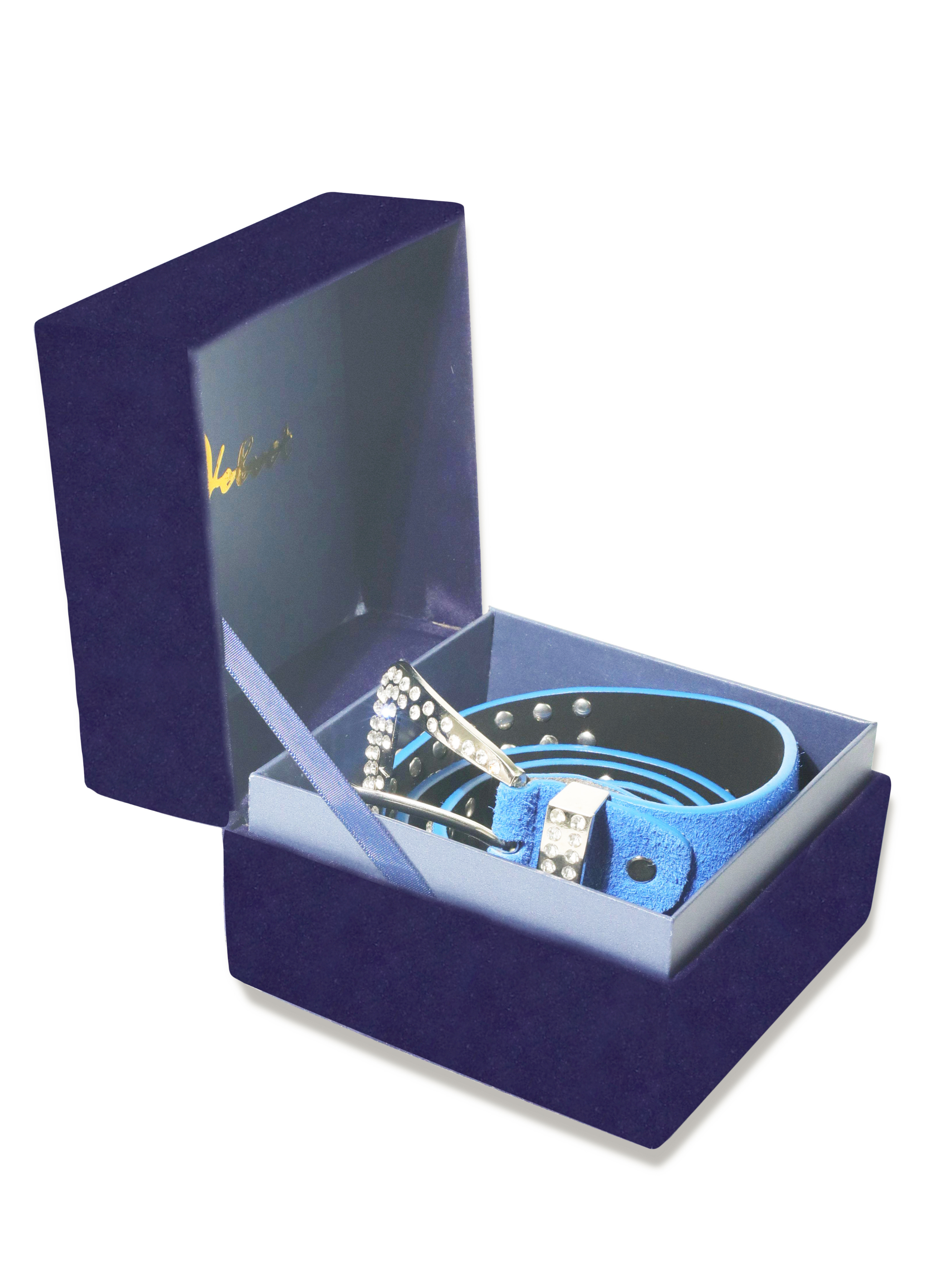 Royal blue Velvet Cowboy Diamanté Belt