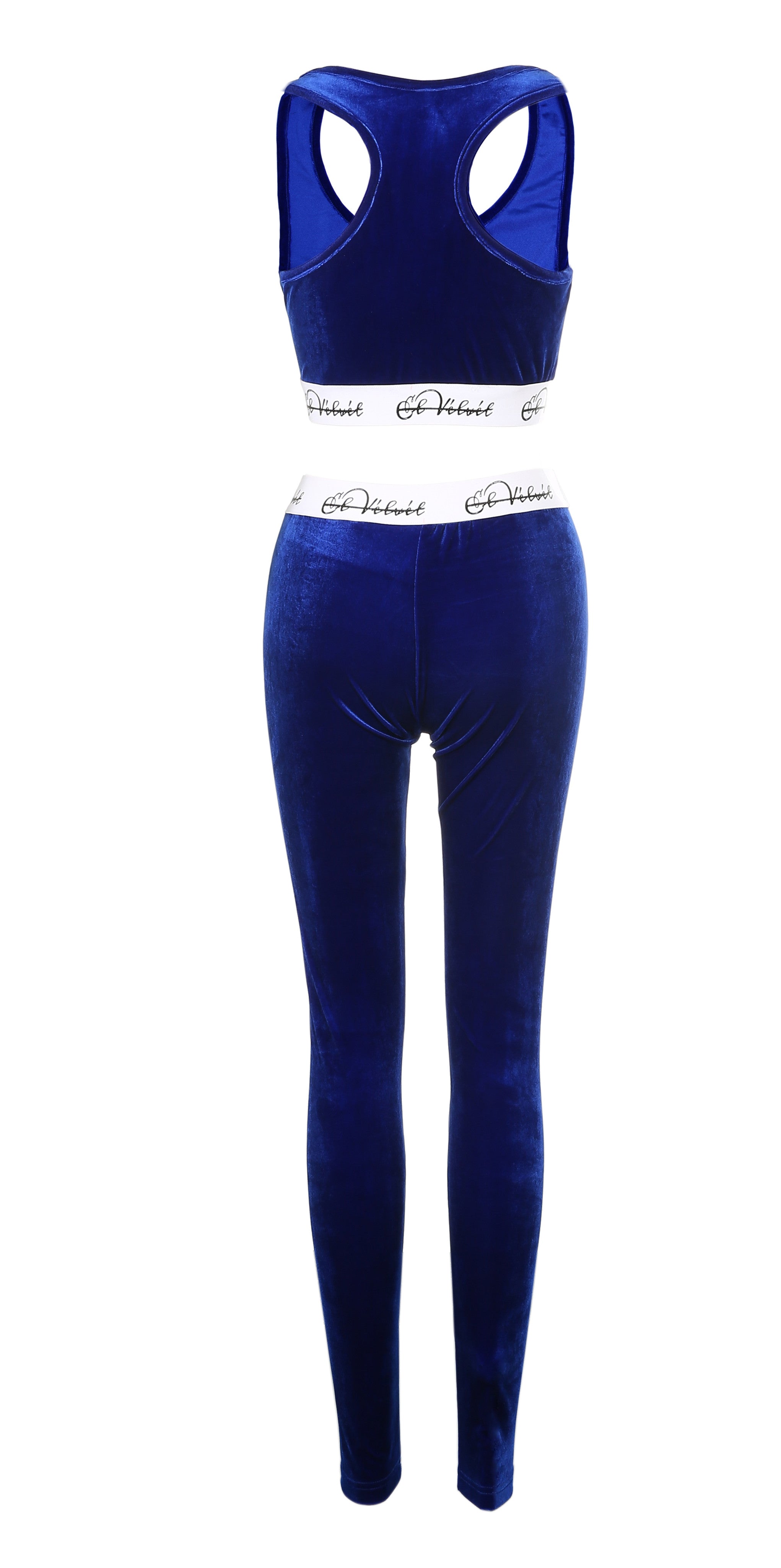 Royal Blue Velvet Taped Bralet & Pants/ Leggings Full Set