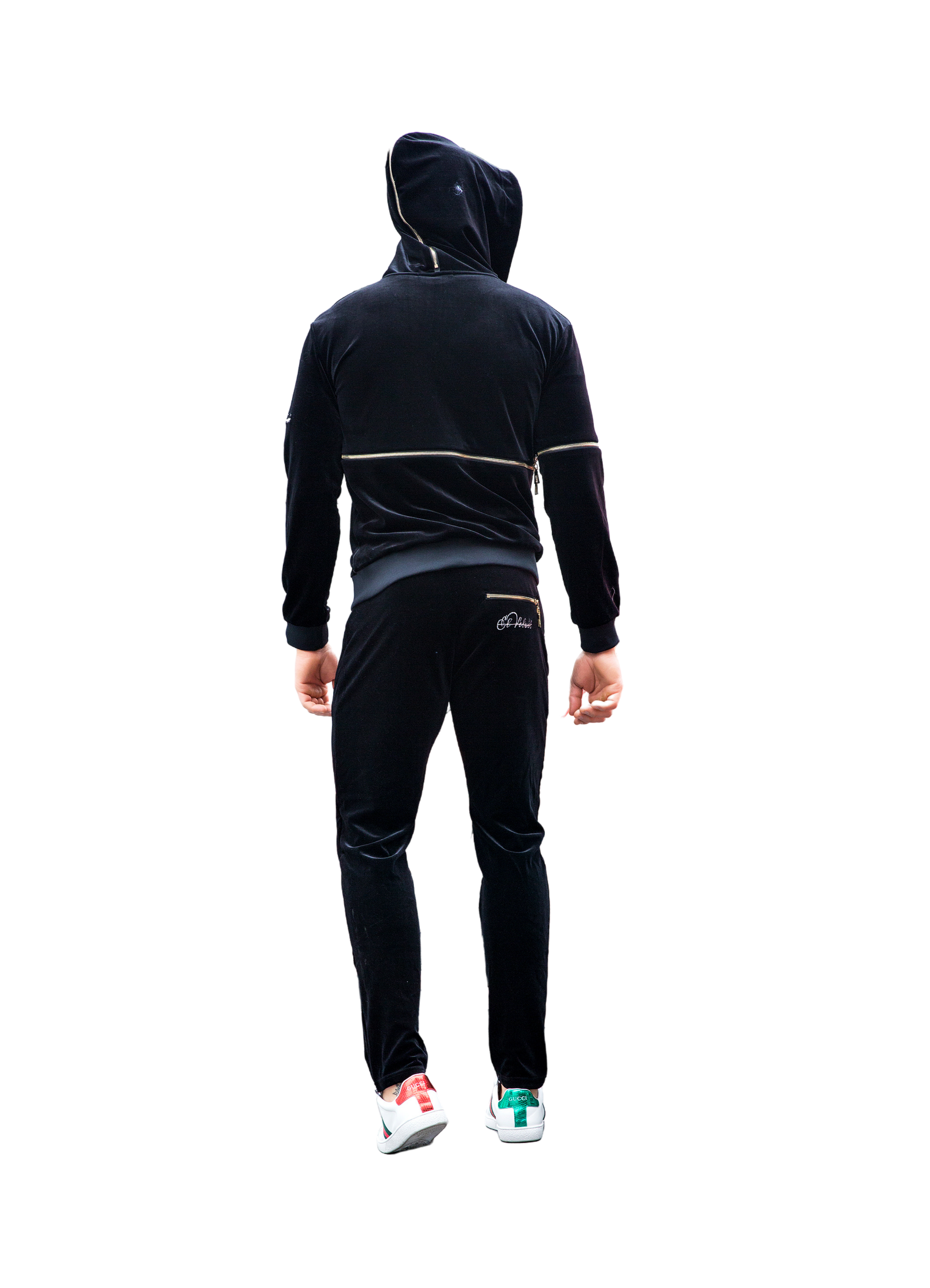 Men's Black Vélvét Full Tracksuit