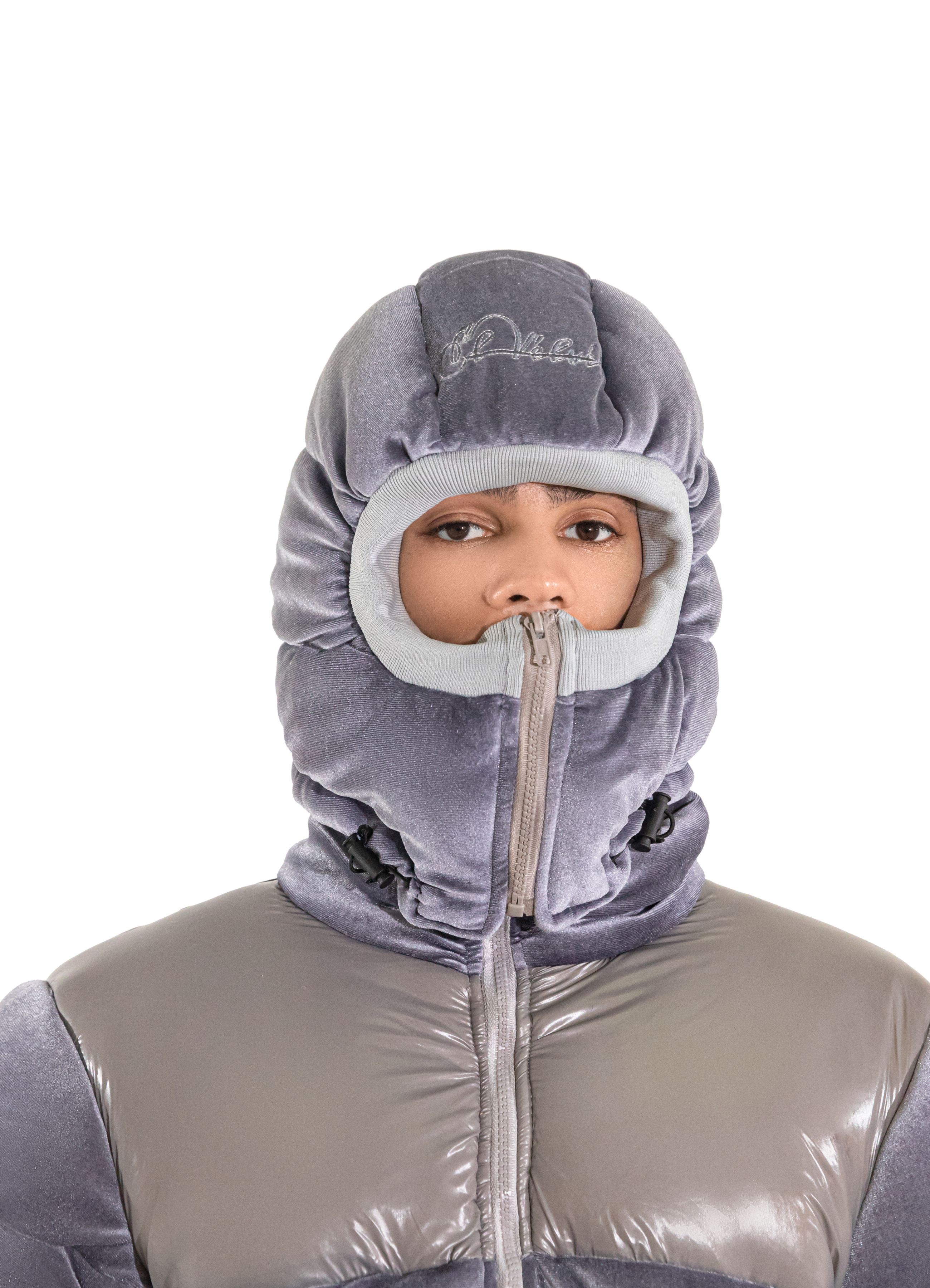 Grey Adams Velvet Puffer Jacket