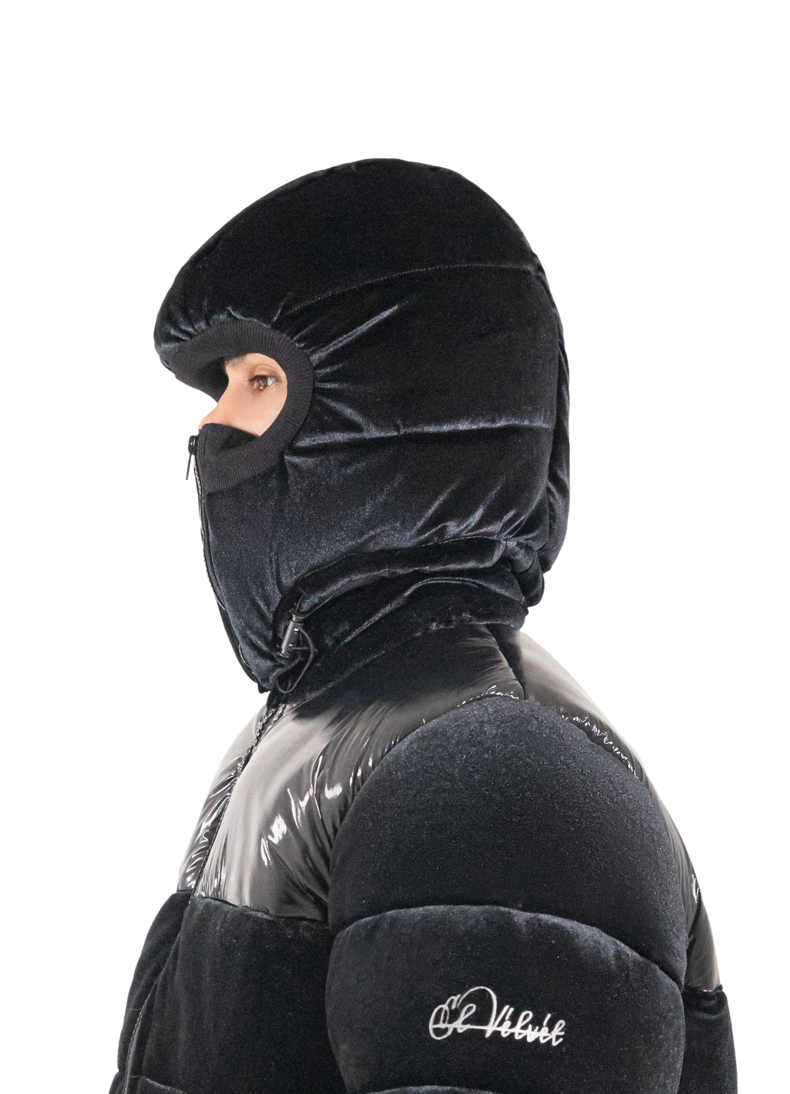 Black Puffer Velvet Ski Mask | Balaclava