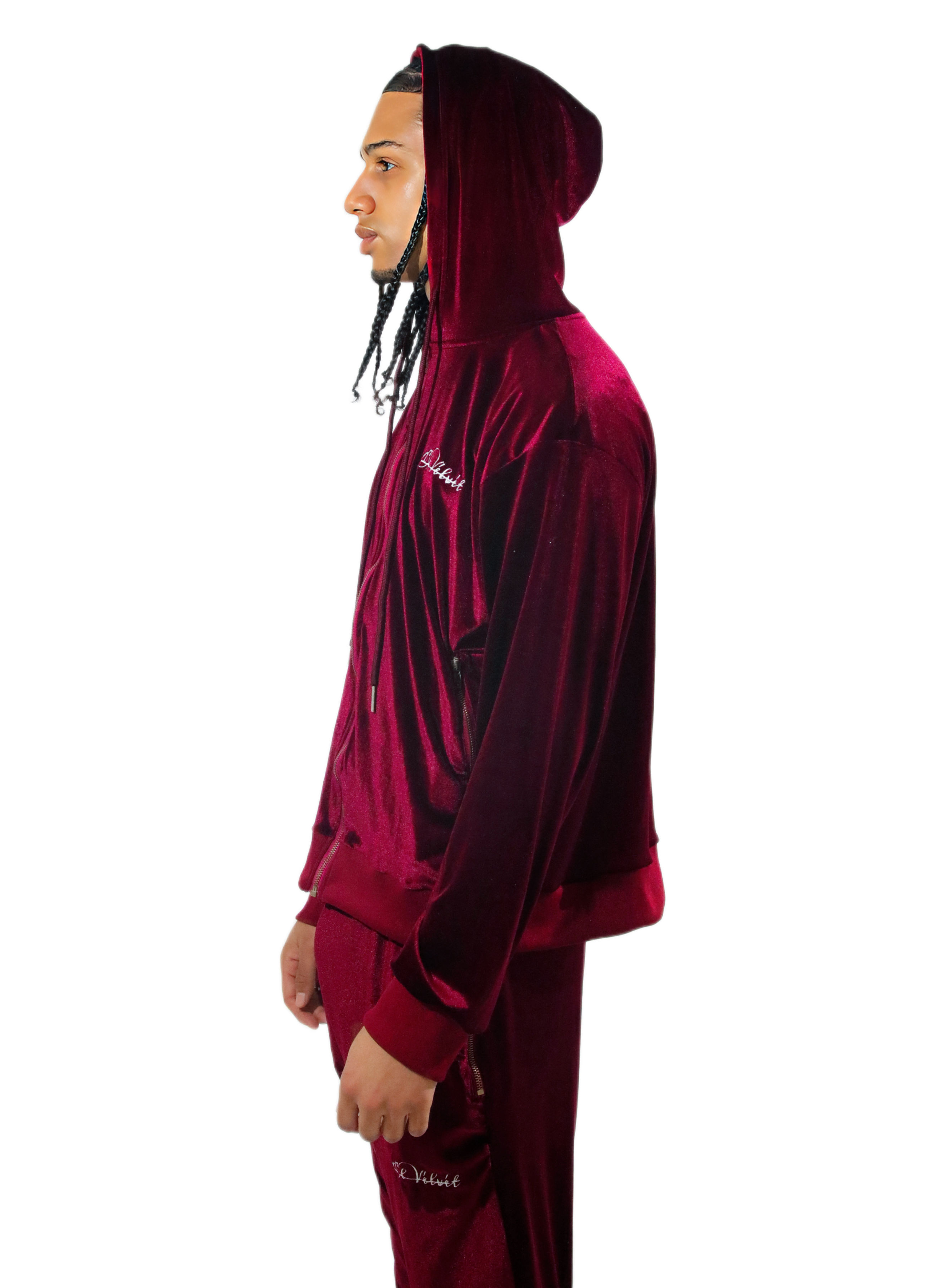 Burgundy velour online tracksuit mens