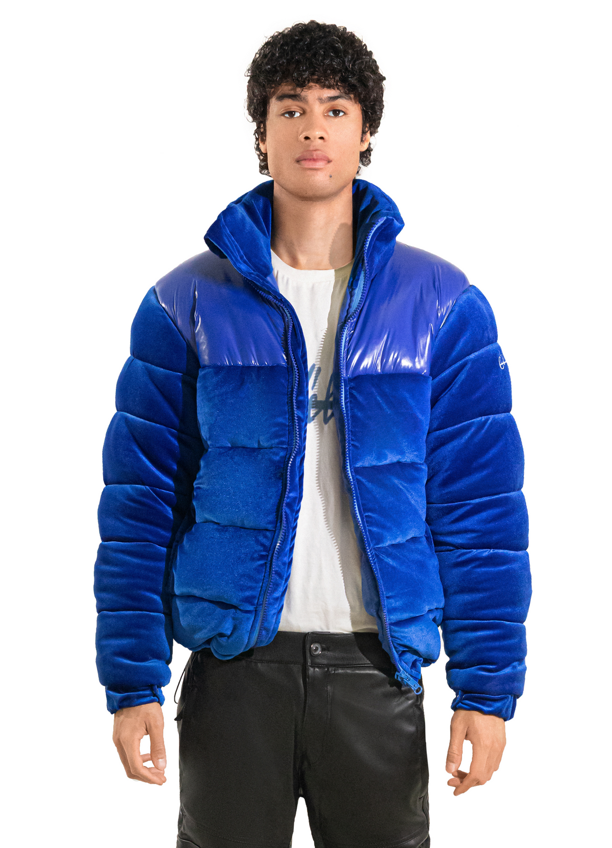 Royal Blue Adams Velvet Puffer Jacket El Velvet