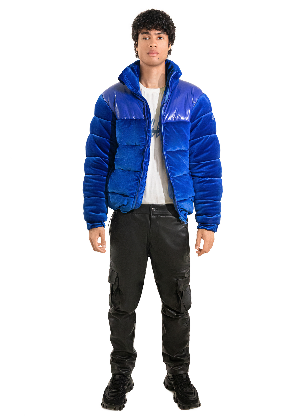 Royal Blue Adams Velvet Puffer Jacket El Velvet