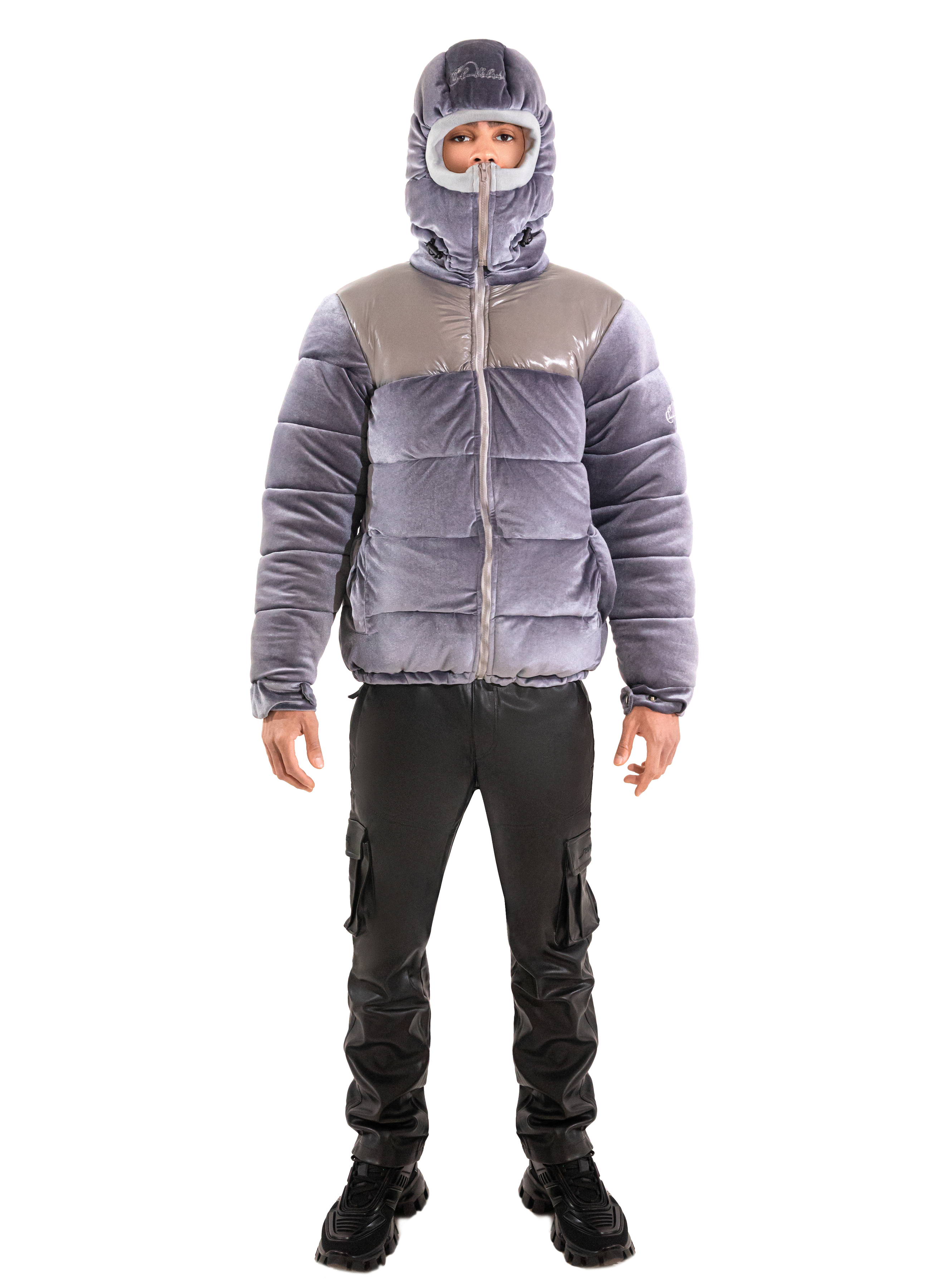 Grey Adams Velvet Puffer Jacket