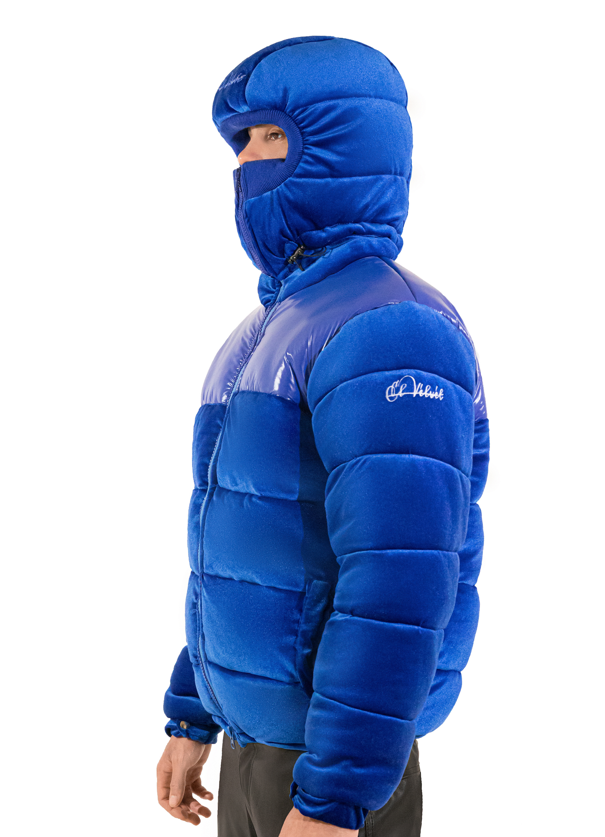 Royal Blue Puffer Velvet Ski Mask | Balaclava