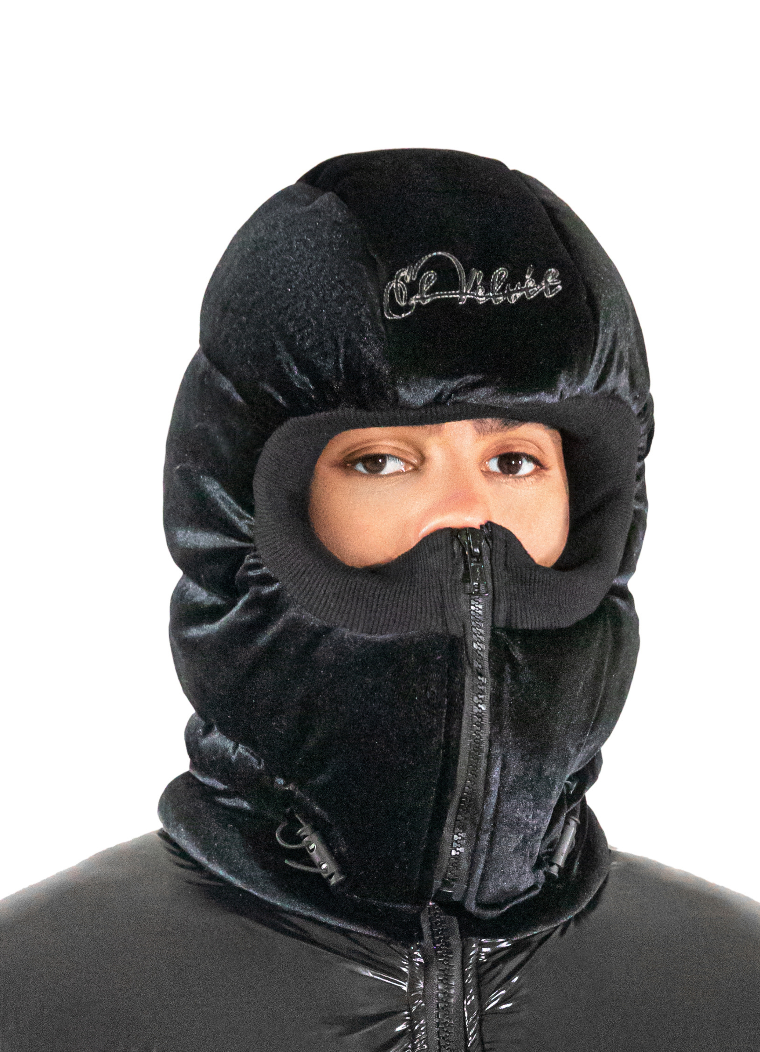 Black Puffer Velvet Ski Mask | Balaclava