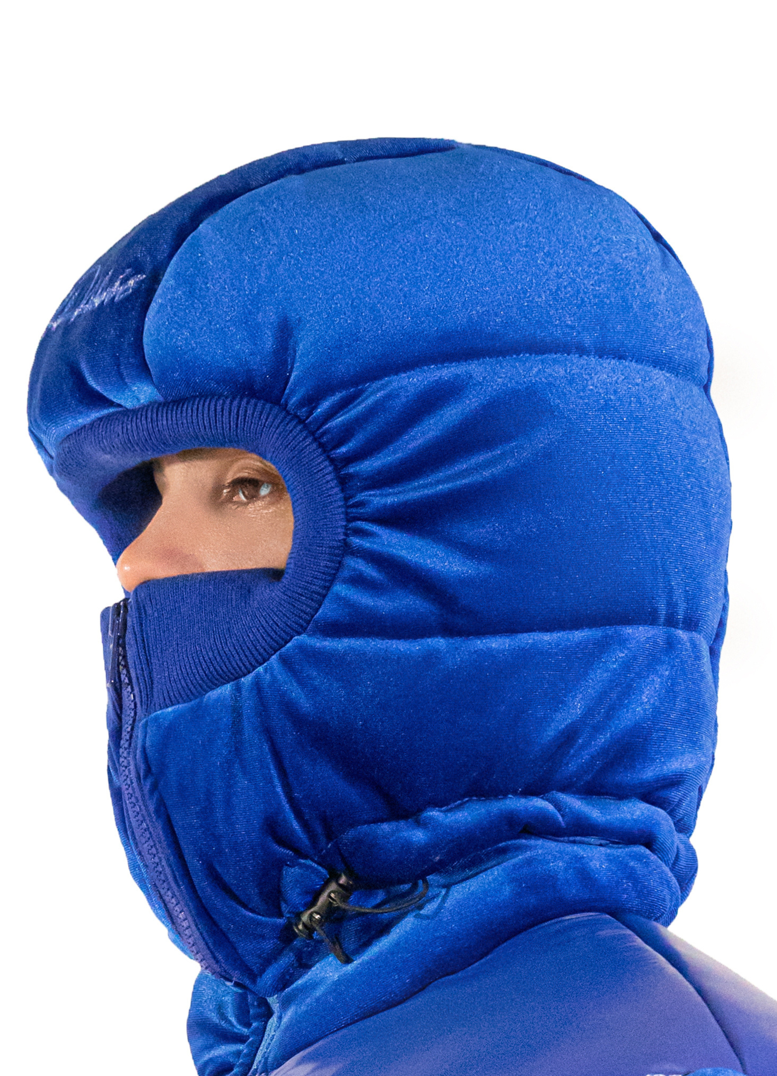 Royal Blue Puffer Velvet Ski Mask | Balaclava