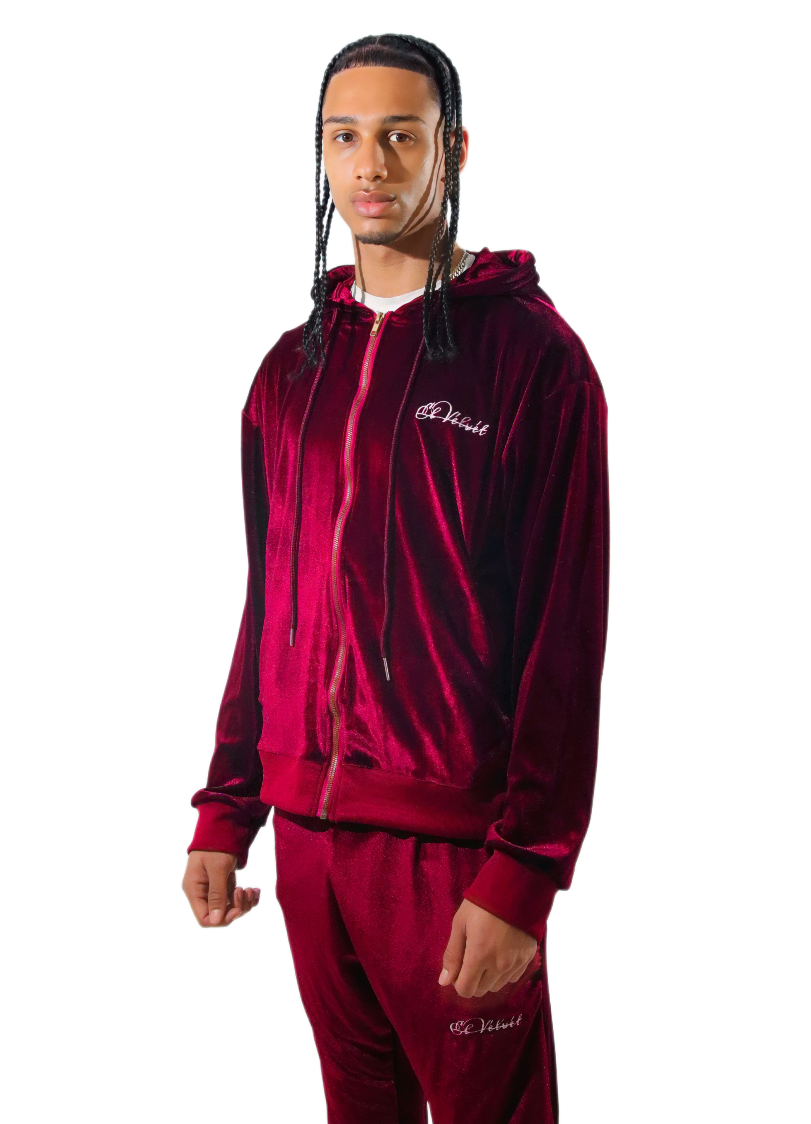 Burgundy velour tracksuit hotsell