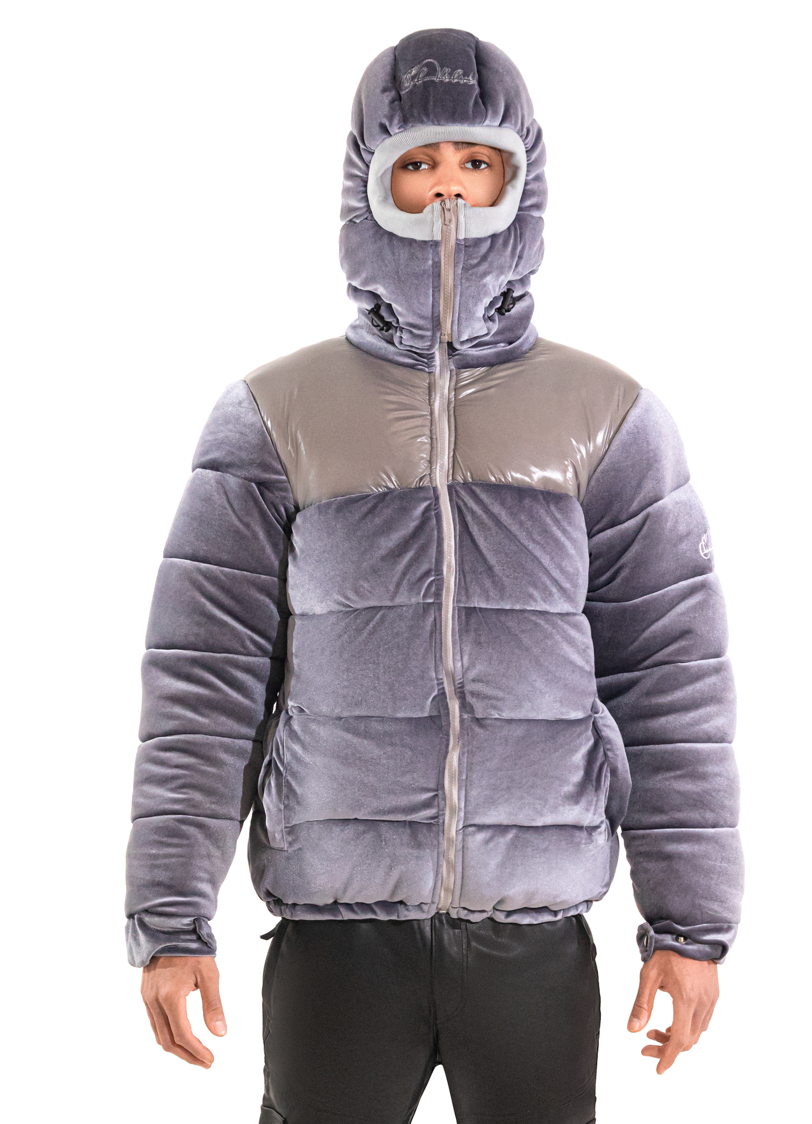 Grey Adams Velvet Puffer Jacket