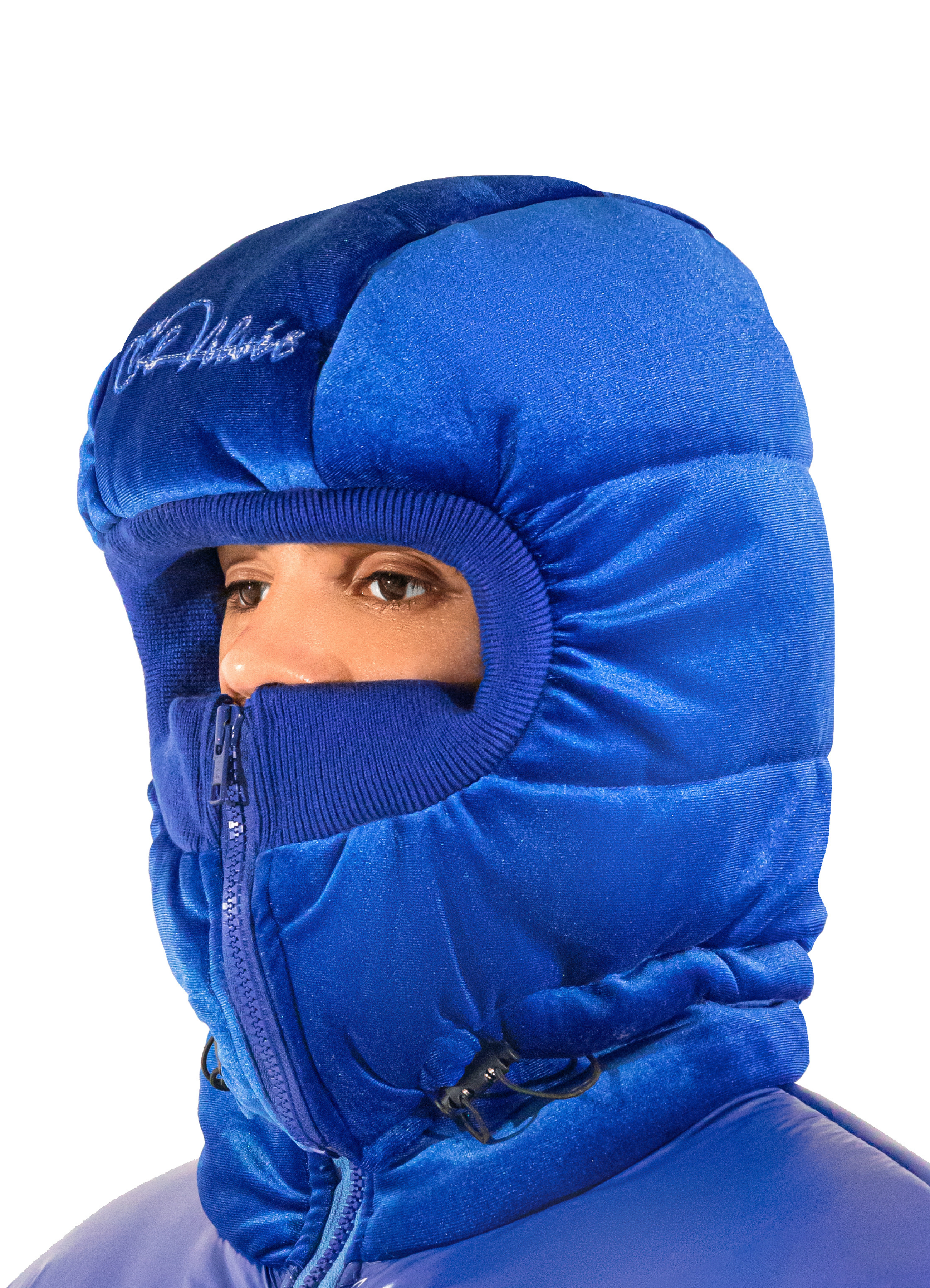 Royal Blue Puffer Velvet Ski Mask | Balaclava