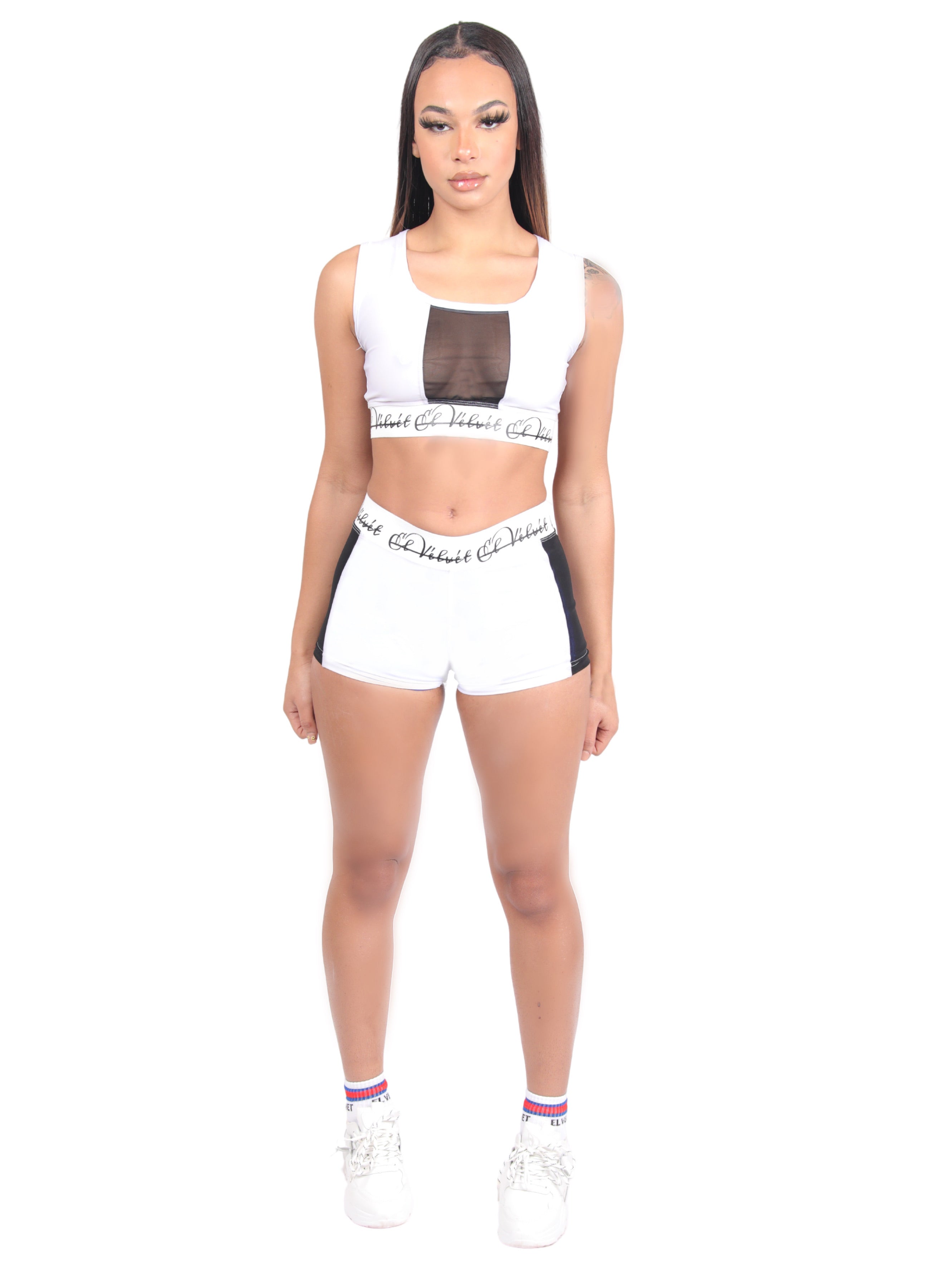 White Ly Mesh Bralet Set / Shorts