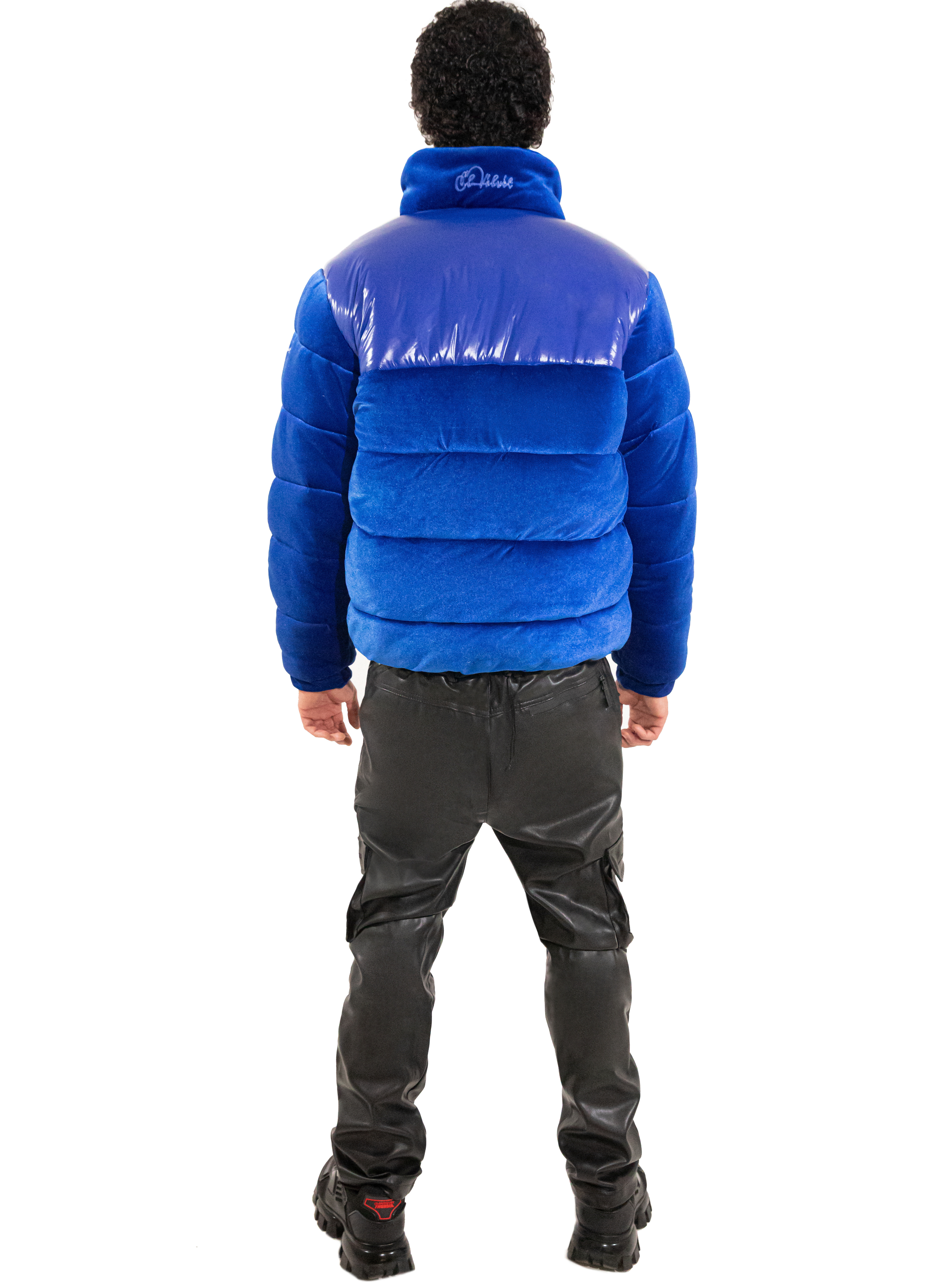 Royal Blue Adams Velvet Puffer Jacket