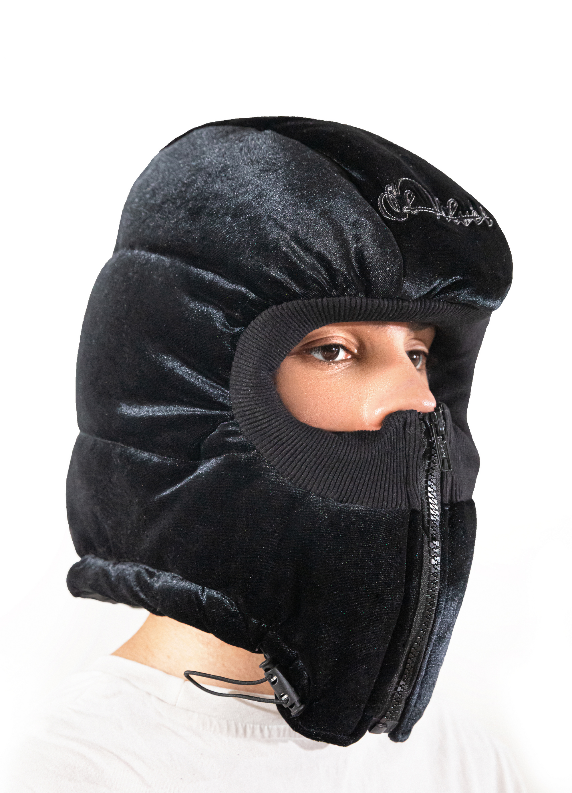 Black Puffer Velvet Ski Mask | Balaclava